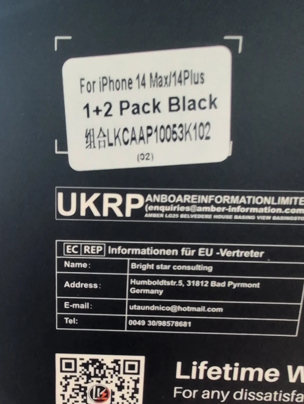 2-iphone 14 Plus/14 Max  Matte Black iPhone Case with Protective Box. (95)